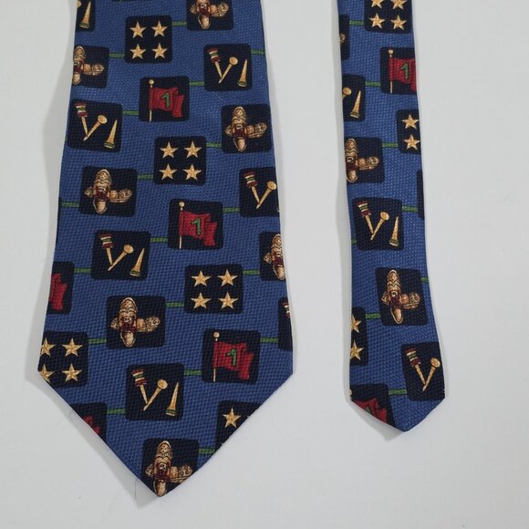 Tommy Hilfiger Silk Tie Blue Golf Theme Print Textured Italy USA W 4" L 56" - Picture 16 of 16